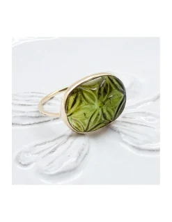 JOHRI - BAGUE EN OR ET TOURMALINE VERTE GRAVÉE N°3