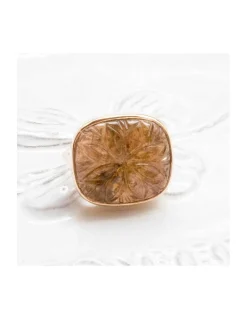 JOHRI - BAGUE EN OR ET TOURMALINE ROSE GRAVÉE N°2