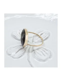 JOHRI - BAGUE EN OR ET TOURMALINE VERTE GRAVÉE N°2