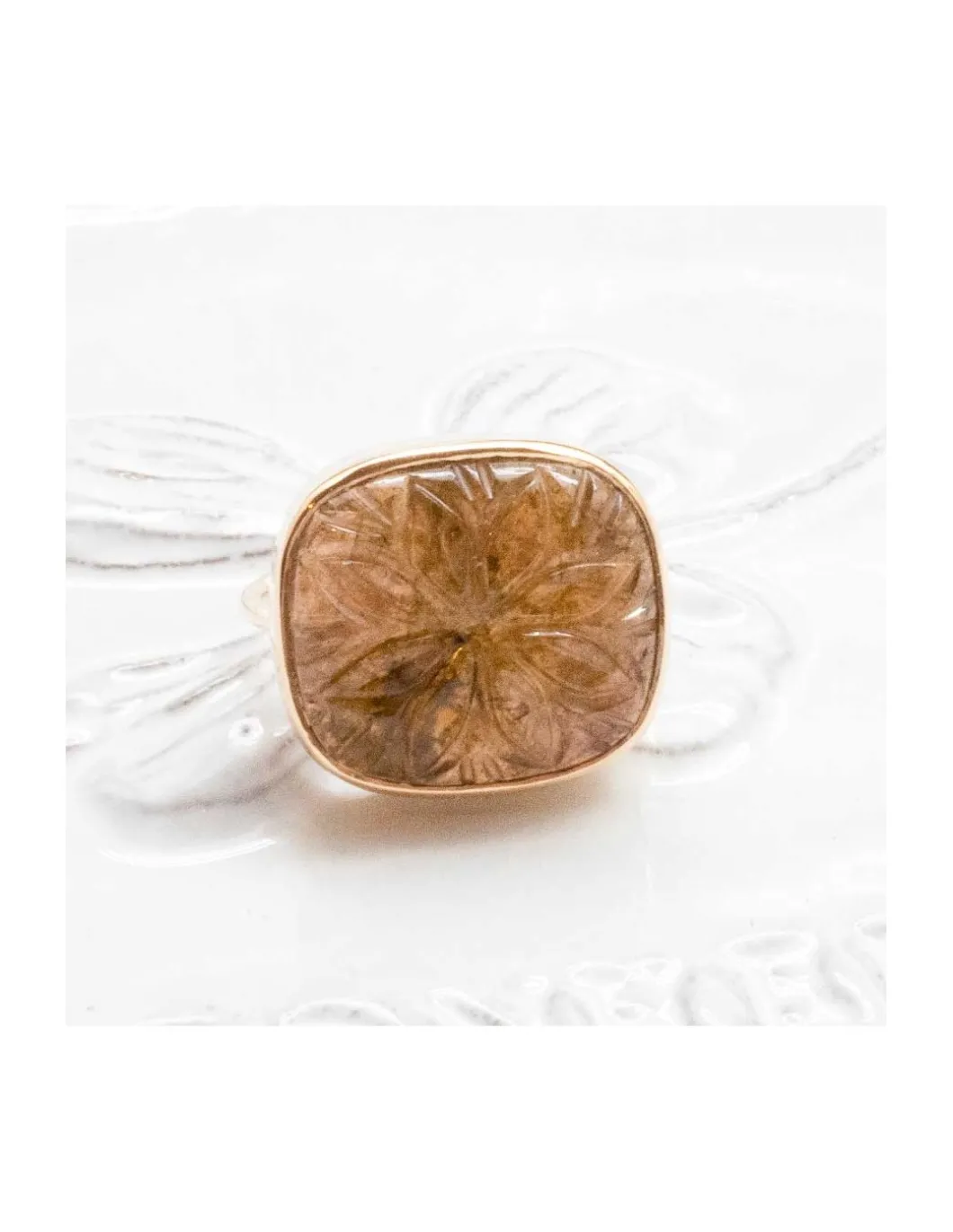 JOHRI - BAGUE EN OR ET TOURMALINE ROSE GRAVÉE N°2