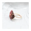 JOHRI - BAGUE GROSSE FLEUR EN OR ET TOURMALINE ROSE