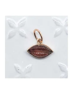 JOHRI - PENDENTIF BOUCHE EN OR ET TOURMALINE ROSE FUMÉE