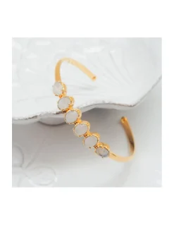 JONC 6 PIERRES OVALES - LABRADORITE BLANCHE