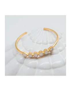 JONC 6 PIERRES OVALES - LABRADORITE BLANCHE