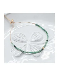 LA MESA DRIVE - BRACELET ÉMERAUDES ET PERLE DORÉE AU CENTRE
