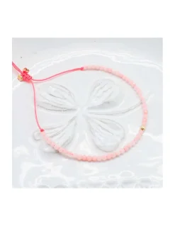 LA MESA DRIVE - BRACELET OPALES ROSES ET PERLE DORÉE AU CENTRE