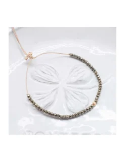 LA MESA DRIVE - BRACELET PYRITES ET PERLE DORÉE AU CENTRE