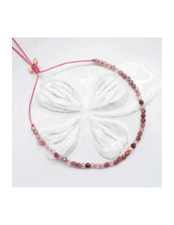 LA MESA DRIVE - BRACELET SPINELLES CHOCOLAT ET PERLE DORÉE AU CENTRE