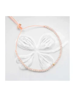 LA MESA DRIVE - BRACELET ZIRCONS NATURELS BRUNS ET PERLE DORÉE AU CENTRE
