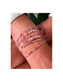 LOTUS - BRACELET GOUTTE, OPALES ROSES ET RHODOCHROSITES