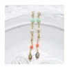 MARIA - BOUCLE D'OREILLE TOURMALINE, CORAIL BAMBOO, PERLE DE CULTURE ET CHRYSOPRASE