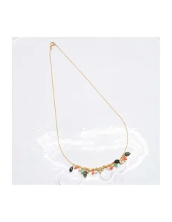 MARIA - COLLIER TOURMALINE, CORAIL BAMBOO, PERLE DE CULTURE ET CHRYSOPRASE (LONG)