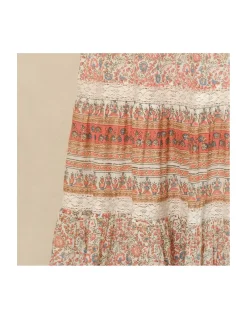 MAXI JUPE CASS IMPRIMÉ CORAIL