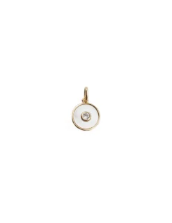 MÉDAILLES RONDE NACRE ET ZIRCON, TREFLE VERT ET ÉPINGLE (30€ à 48€)