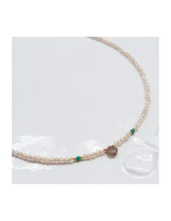 MIDNIGHT BATH - COLLIER ANDALOUSITE GOUTTE, ZIRCONS JAUNES ET TURQUOISES