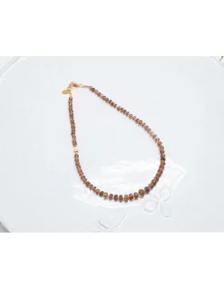 MINE - COLLIER ANDALOUSITES ET FLEUR 3D PLAQUÉE OR