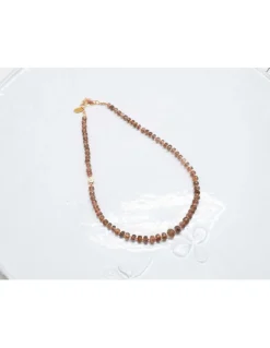 MINE - COLLIER ANDALOUSITES ET FLEUR 3D PLAQUÉE OR