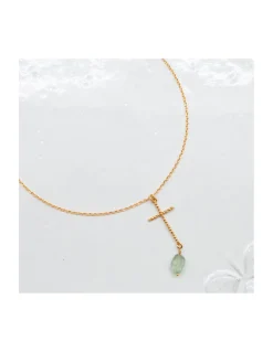 MINE - COLLIER CROIX TEXTURÉE ET TOURMALINE PICASSO