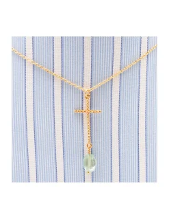 MINE - COLLIER CROIX TEXTURÉE ET TOURMALINE PICASSO