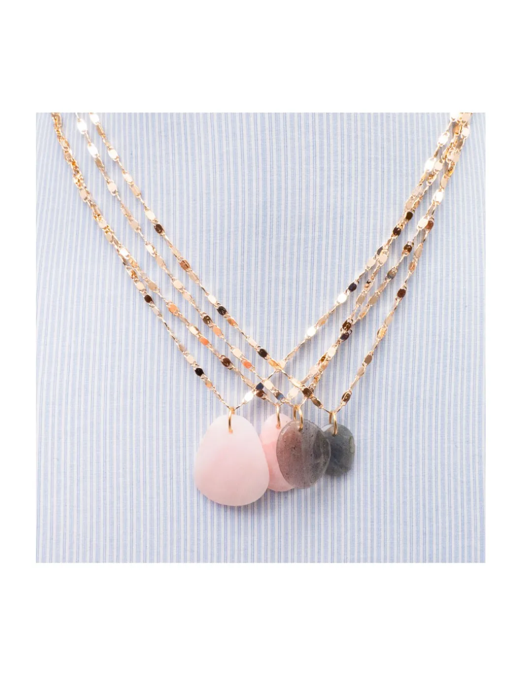 MINE - COLLIER LABRADORITE SUR CHAÎNE DISCO