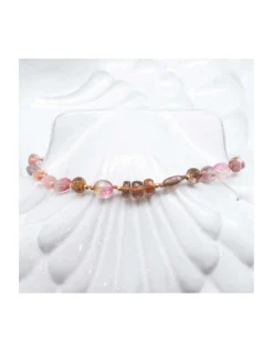 ONE OF A KIND - BRACELET 12 TOURMALINES MULTICOLORES ET 5 ANDALUSITES RONDELLES SUR MACRAMÉ