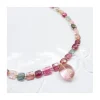 ONE OF A KIND - COLLIER FULL TOURMALINES CARRÉES + QUARTZ ROSE PAMPILLE