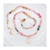 ONE OF A KIND - COLLIER FULL TOURMALINES CARRÉES + PEACH MORGANITE EN PAMPILLE