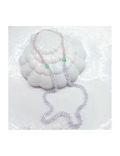 ONE OF A KIND - COLLIER LAVENDER QUARTZ RONDELLES ET CHRYSOPRASES PEAR