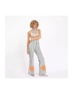 PANTALON GANGA BRODÉ À RAYURES