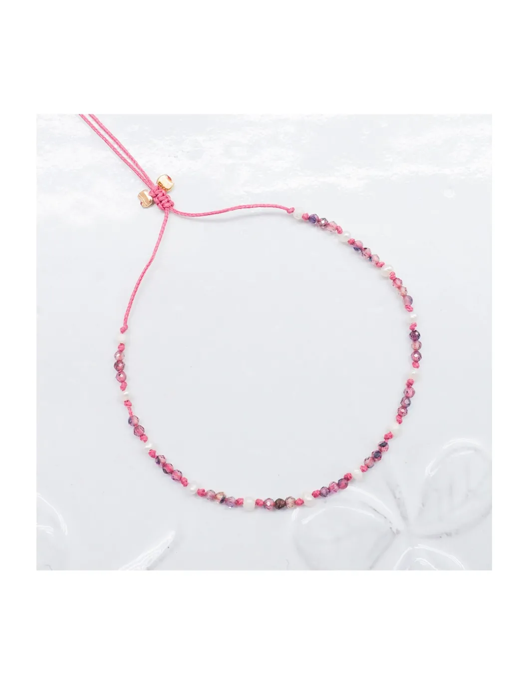RASPBERRY - BRACELET PERLES PETITES SOUCOUPES ET REDDISH SAPHIRS