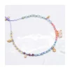 RIO - BRACELET ARC EN CIEL QUARTZ ROSE, OPALES JAUNES, LARIMARS, RHODOLITES, CHRYSOPRASES ET CORAIL BAMBOO SUR CORDON