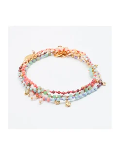 RIO - BRACELET ARC EN CIEL, AMAZONITES, OPALES JAUNES, LARIMARS, RHODOLITES, CHRYSOPRASES ET CORAIL BAMBOO