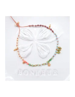 RIO - BRACELET ARC EN CIEL, TOURMALINES VERTES, OPALES JAUNES, LARIMARS, RHODOLITES, CHRYSOPRASES ET CORAIL BAMBOO