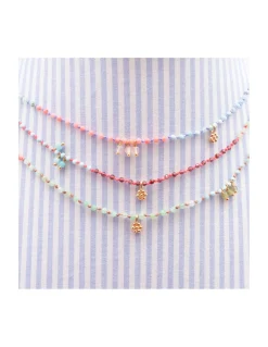 RIO - COLLIER ARC EN CIEL LONDON QUARTZ, OPALES JAUNES, LARIMARS, RHODOLITES, CHRYSOPRASES ET CORAIL BAMBOO SUR CORDON