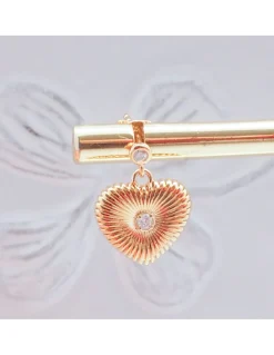 SCANDALE - BOUCLE D'OREILLE PUCE CZ ET CHARM COEUR AVEC ZIRCON CENTRAL
