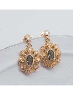 SCANDALE - BOUCLE D'OREILLE PUCE CZ AVEC CHARM FLEUR ET ZIRCONS