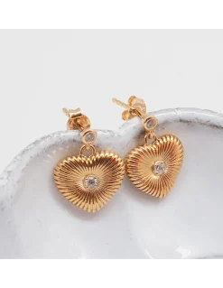 SCANDALE - BOUCLE D'OREILLE PUCE CZ ET CHARM COEUR AVEC ZIRCON CENTRAL
