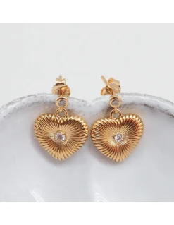 SCANDALE - BOUCLE D'OREILLE PUCE CZ ET CHARM COEUR AVEC ZIRCON CENTRAL