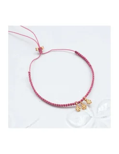 STARTERS - BRACELET MACRAMÉ 3 FLEURS PLAQUÉES OR (CORDON AU CHOIX)