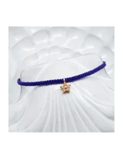 STARTERS - BRACELET MACRAMÉ AVEC ÉTOILE ZIRCON CHAMPAGNE (COULEUR AU CHOIX)