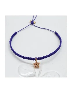 STARTERS - BRACELET MACRAMÉ AVEC ÉTOILE ZIRCON CHAMPAGNE (COULEUR AU CHOIX)