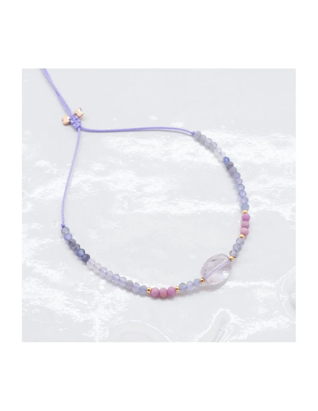 SWEET M - BRACELET AMETHYSTE LIGHT OVALE, TANZANITE ET PHOSPHOSIDERITE