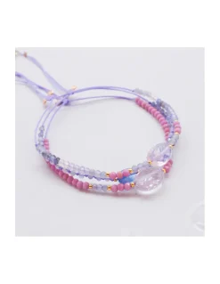 SWEET M - BRACELET AMETHYSTE LIGHT OVALE, TANZANITE ET PHOSPHOSIDERITE