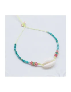 SWEET M - BRACELET CAURI, SPINELLES ROSES ET TURQUOISES