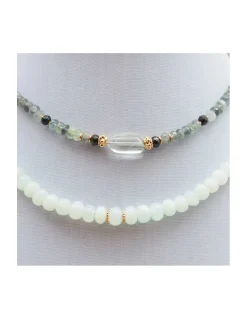 SWEET M - COLLIER TOURMALINES AQUAMARINES ORAGE, GREEN AMETHYSTES ET DARK TOURMALINES
