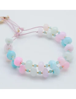 TUTTI FRUTTI - BRACELET OPALES "RAINBOW" AVEC AMAZONITES ET MINI PERLES DORÉES