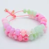 TUTTI FRUTTI - BRACELET OPALES ROSES ET VERTES AVEC MINI PERLES DORÉES