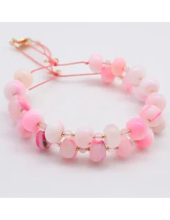 TUTTI FRUTTI - BRACELET OPALES ROSES, QUARTZ ET MINI PERLES DORÉES