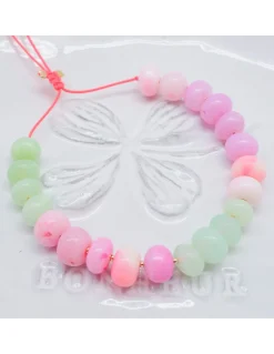 TUTTI FRUTTI - BRACELET OPALES ROSES ET VERTES AVEC MINI PERLES DORÉES