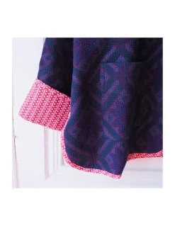 VESTE BEN - SUR TEINTÉE BLEUE DOUBLÉE DE BLOCK PRINT - NUMÉRO 4/4